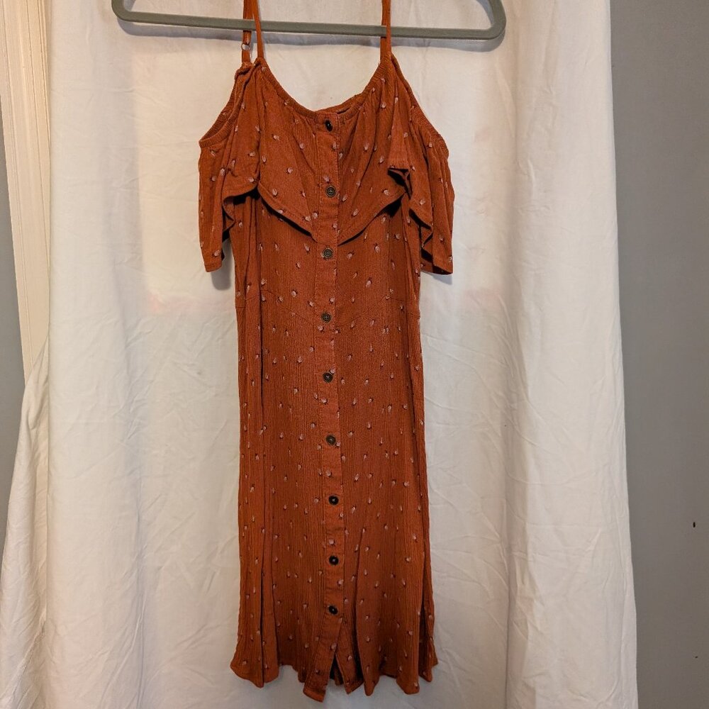 Mossimo Bohemian 100% Rayon Dress, Burnt Orange, Size Small